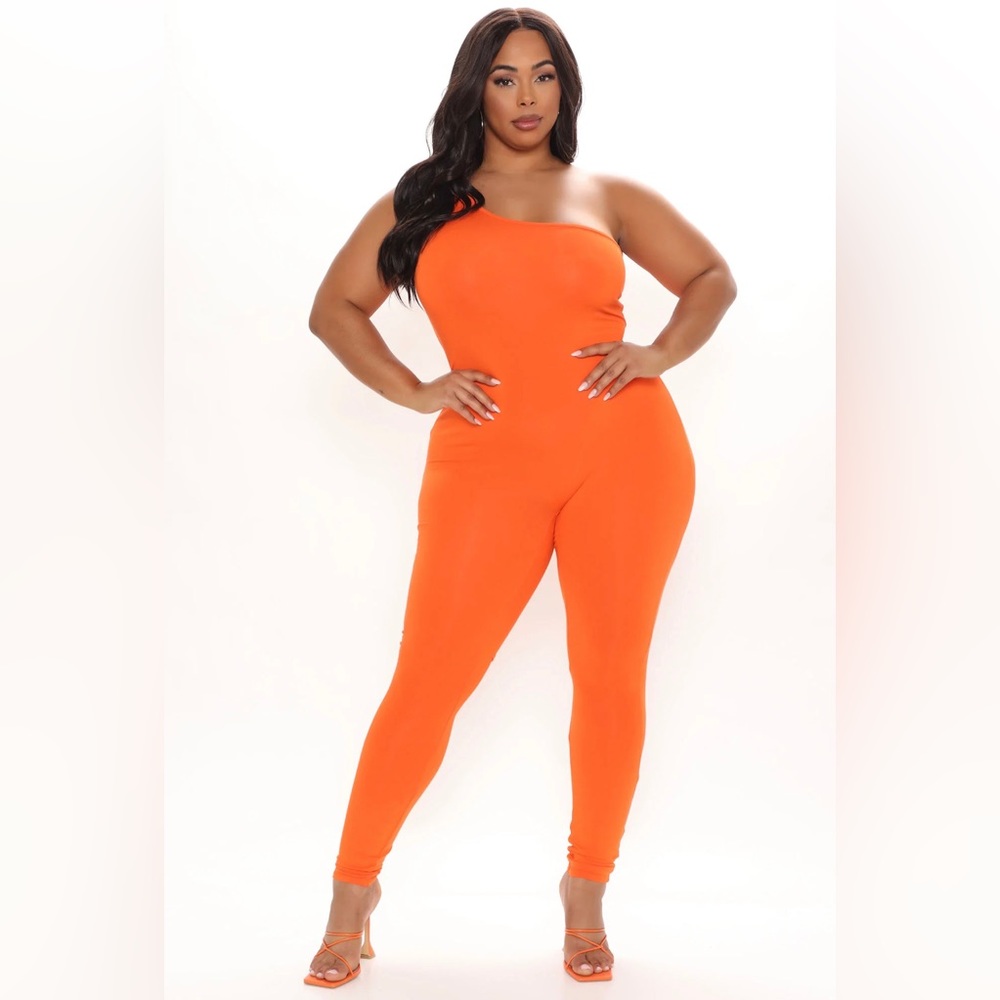 Orange Strapless Jumpsuit